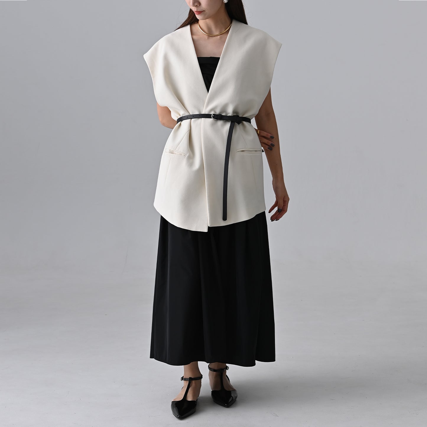 Unlined leather long belt 15mm(made in Japan)
