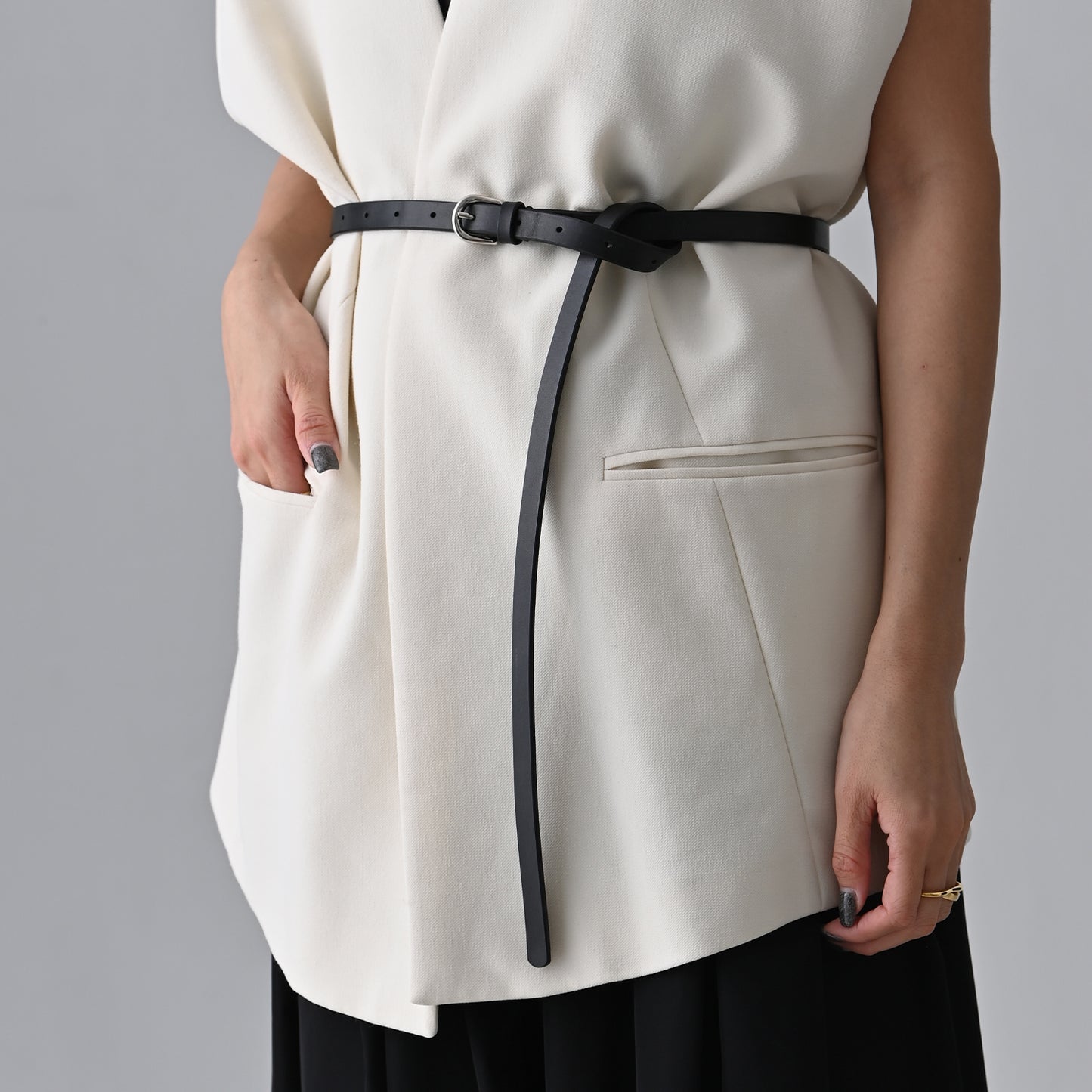 Unlined leather long belt 15mm(made in Japan)