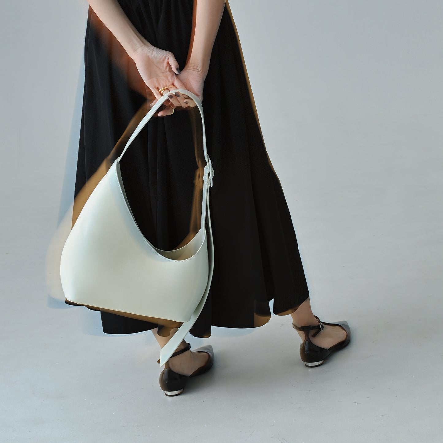 Asymmetry leather bag mini