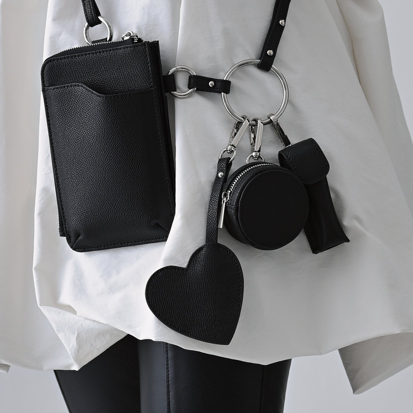 Heart leather keyring charm