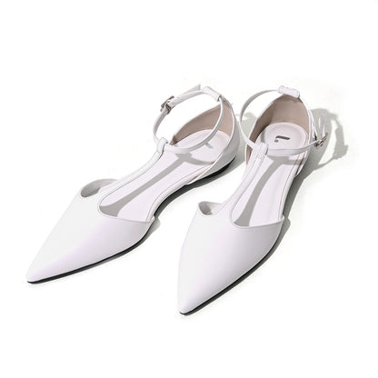 Glass leather strap shoes