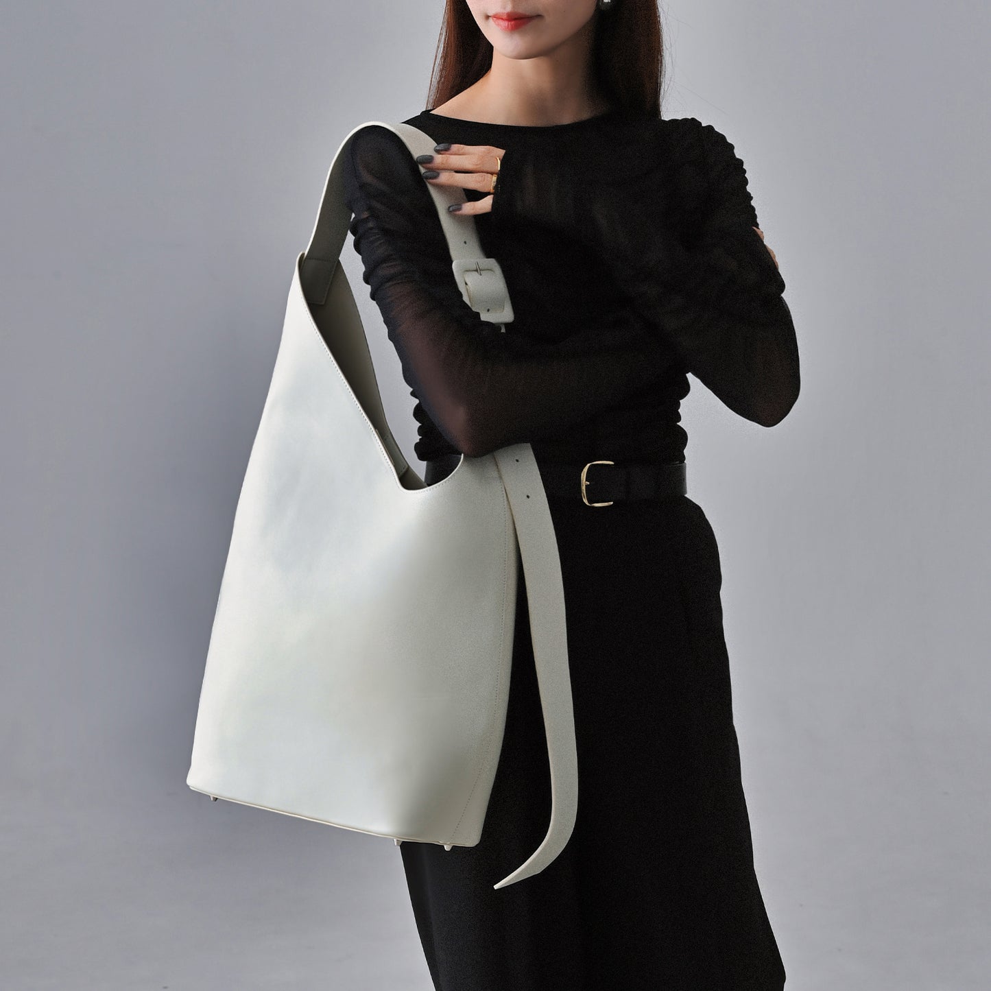 Asymmetry leather bag