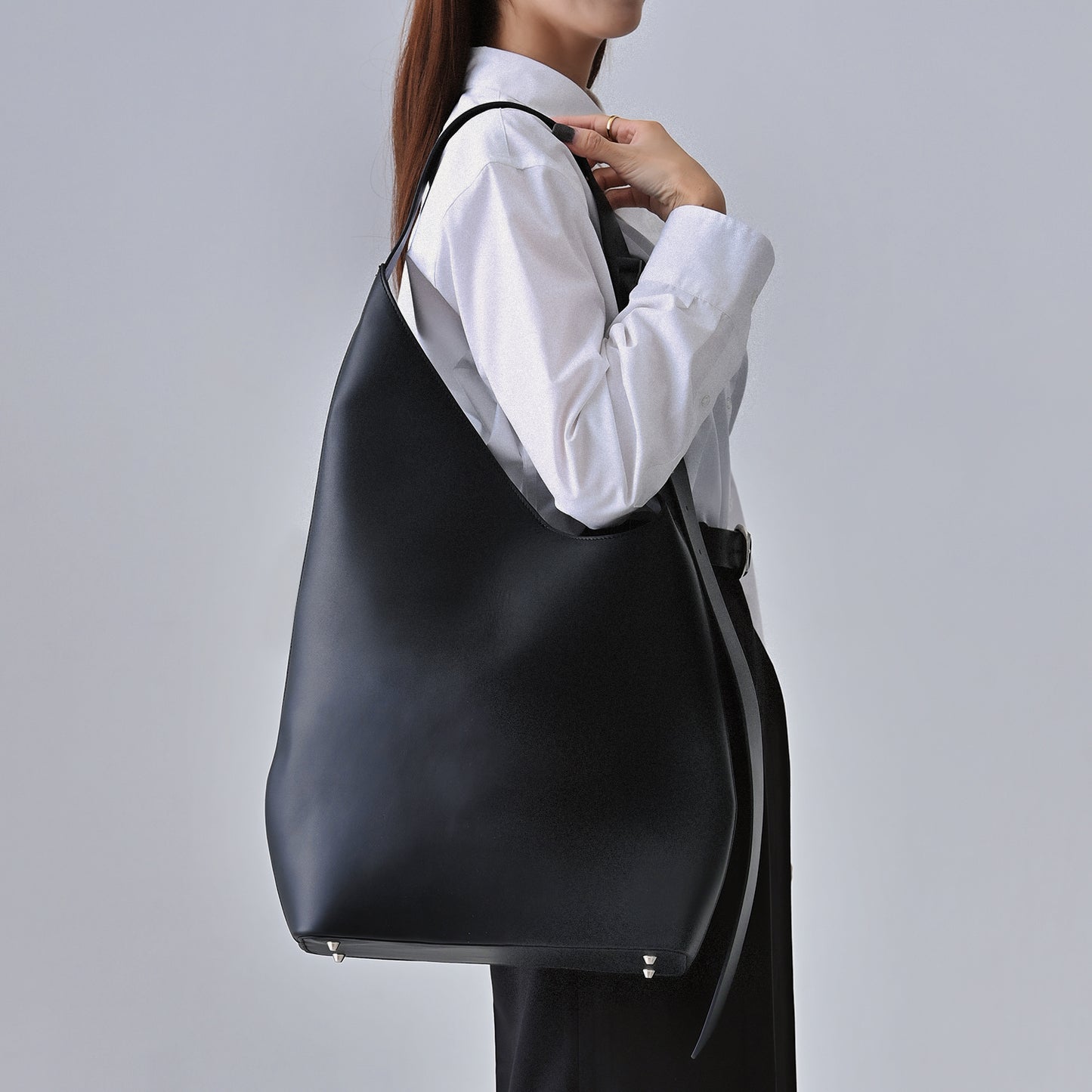 Asymmetry leather bag