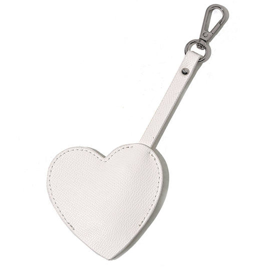 Heart leather  keyring charm White