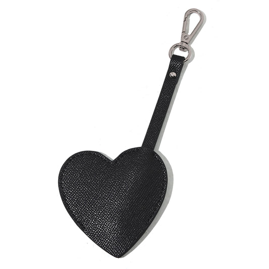 Heart leather  keyring charm Black